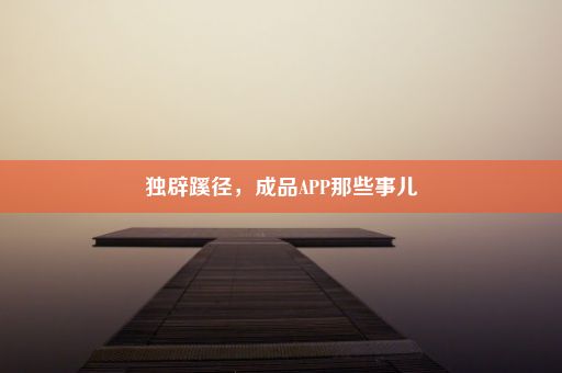 独辟蹊径，成品APP那些事儿