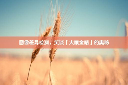 图像差异检测，笑谈「火眼金睛」的奥秘