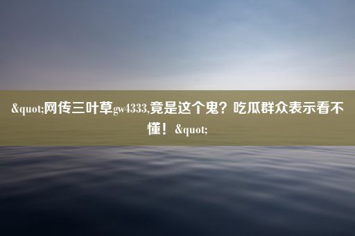 "网传三叶草gw4333,竟是这个鬼？吃瓜群众表示看不懂！"