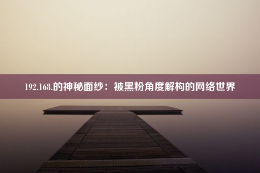 192.168.的神秘面纱：被黑粉角度解构的网络世界