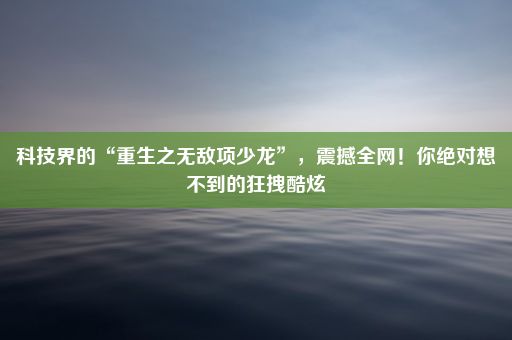 科技界的“重生之无敌项少龙”，震撼全网！你绝对想不到的狂拽酷炫