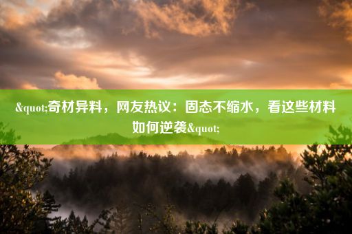 "奇材异料，网友热议：固态不缩水，看这些材料如何逆袭"