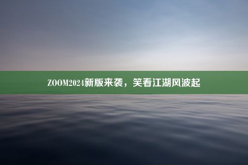 ZOOM2024新版来袭，笑看江湖风波起